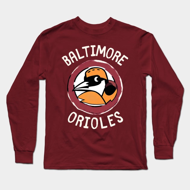 Baltimore Orioles Bird Baseball Team with Orchard Orioles Long Sleeve T-Shirt by DaysuCollege